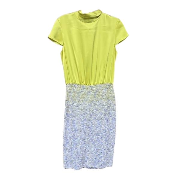 St John Elegant Lime and Lilac chartreuse multi Color dress Size 2 - Picture 1 of 6